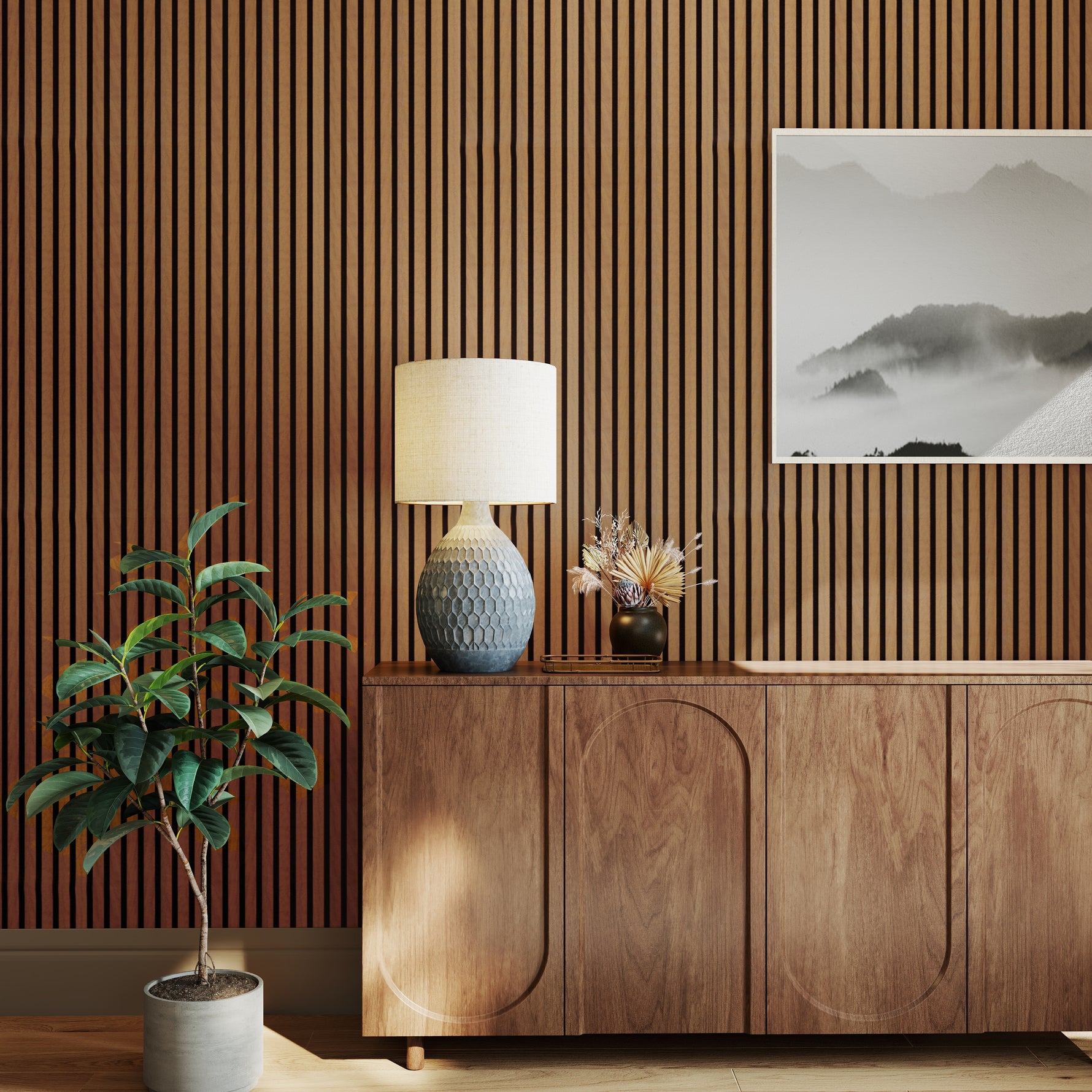 Panou Riflaj Decorativ MDF JM1372-MBW-DT31, 280 × 60 × 1.8 cm