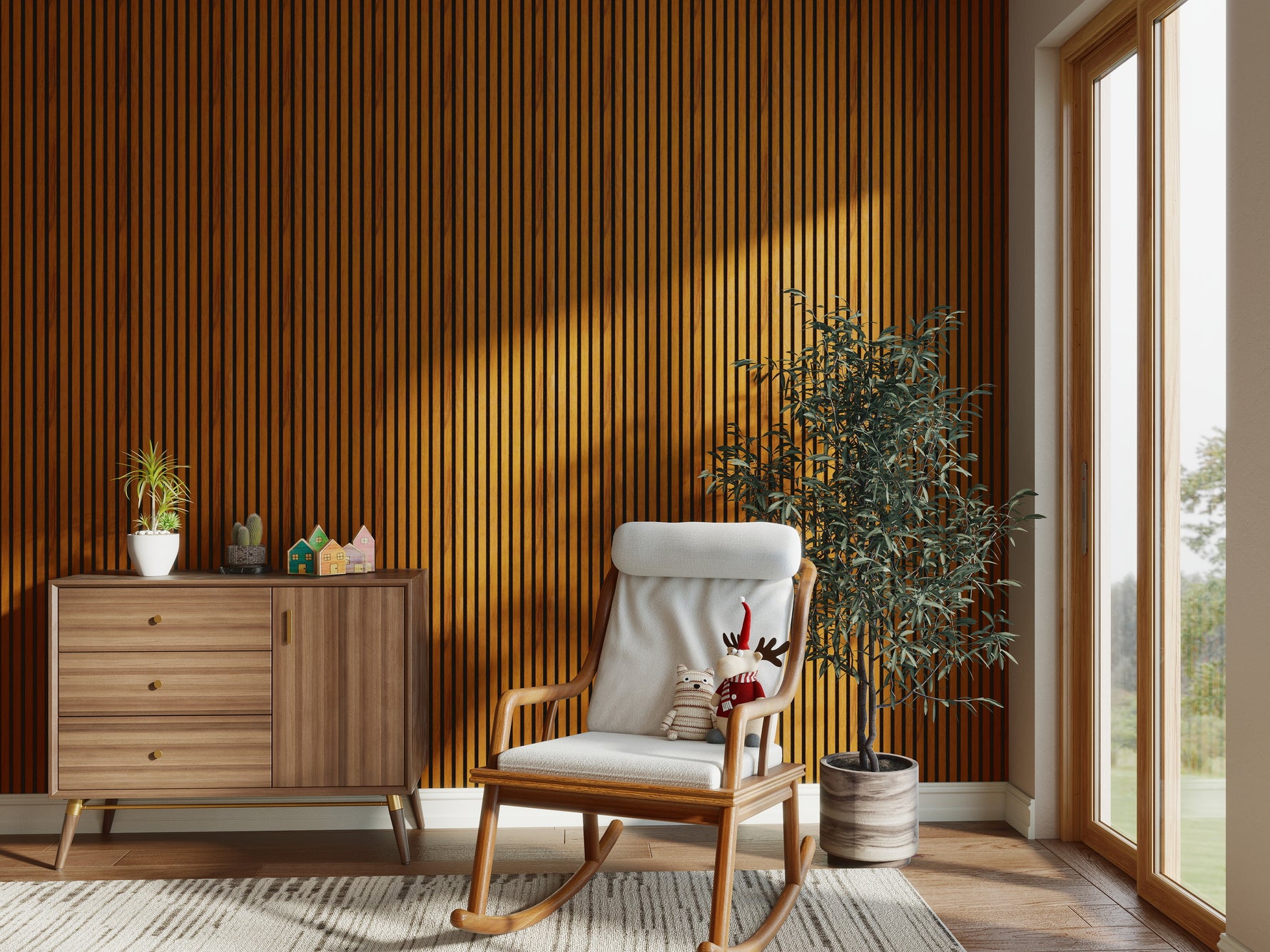 Panou Riflaj Decorativ MDF JM1372-MBW-H363, 280 × 60 × 1.8 cm